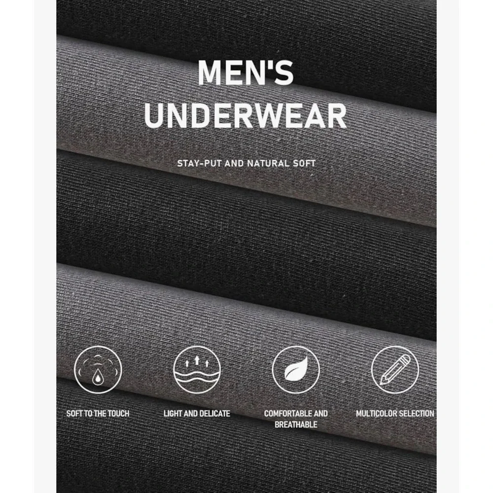 Natural Feelings Mens Boxer Briefs 5 Pack Black Grey Cotton‎ Stretch 3XL